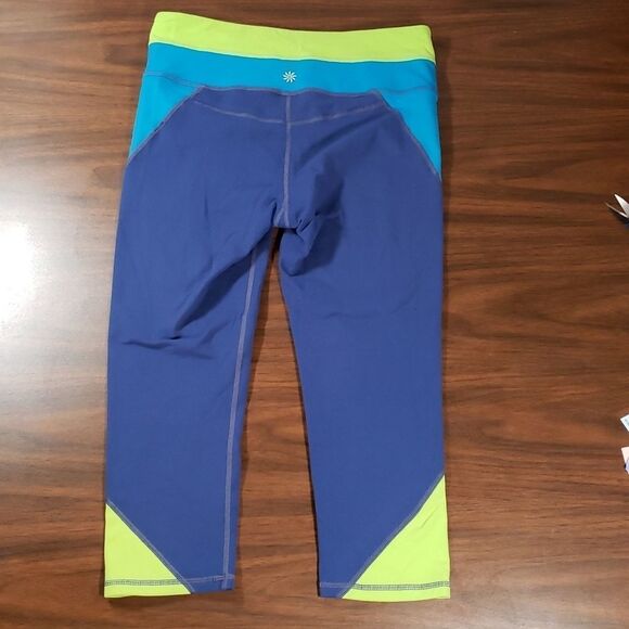Athleta Colorblock Chaturanga Capri Blue‎ Green M - Picture 4 of 6